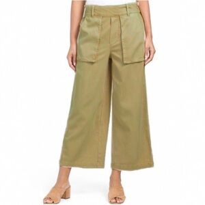 Young Fabulous and Broke YFB Linen Blend Sailor Wide Leg Pants, Green‎ - Size L